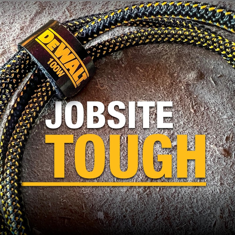 100W Heavy Duty USB C Cable Jobsite 4ft Type C Fast Charging Cord Yellow Black gallery