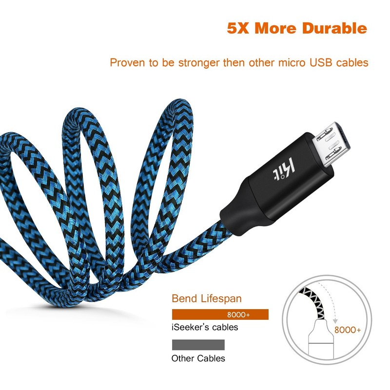 Micro USB Cable 15ft,Extra Long Braided Android Charging Cords, 2Pack Colorfu... gallery