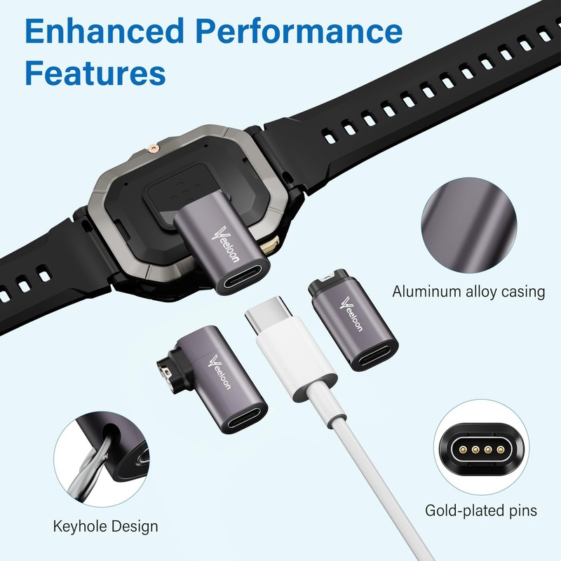 Veeloon StraightandAngled USB-C Charger Adapter for Garmin Watch (3 Pack), C ... gallery