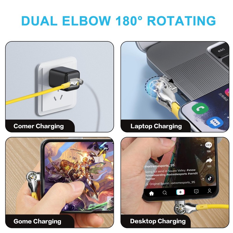 Coiled USB Cable Fast Charging 1.8m 180° Double Rotating USB Charger Cable Fl... gallery