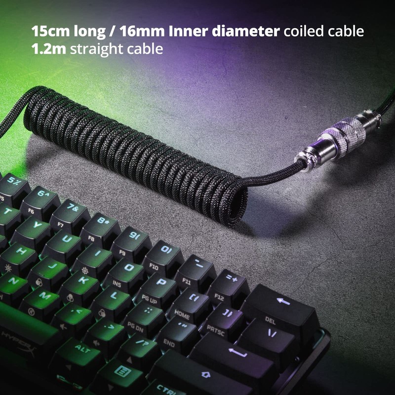 Pro Custom Coiled USB C Cable for Gaming Keyboard, Double-Sleeved Mechanical ... gallery