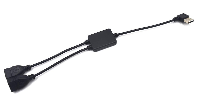12 Inch Left Angle USB 2.0 Splitter Cable 1 Male To 2 Female Extender Hub Cord gallery