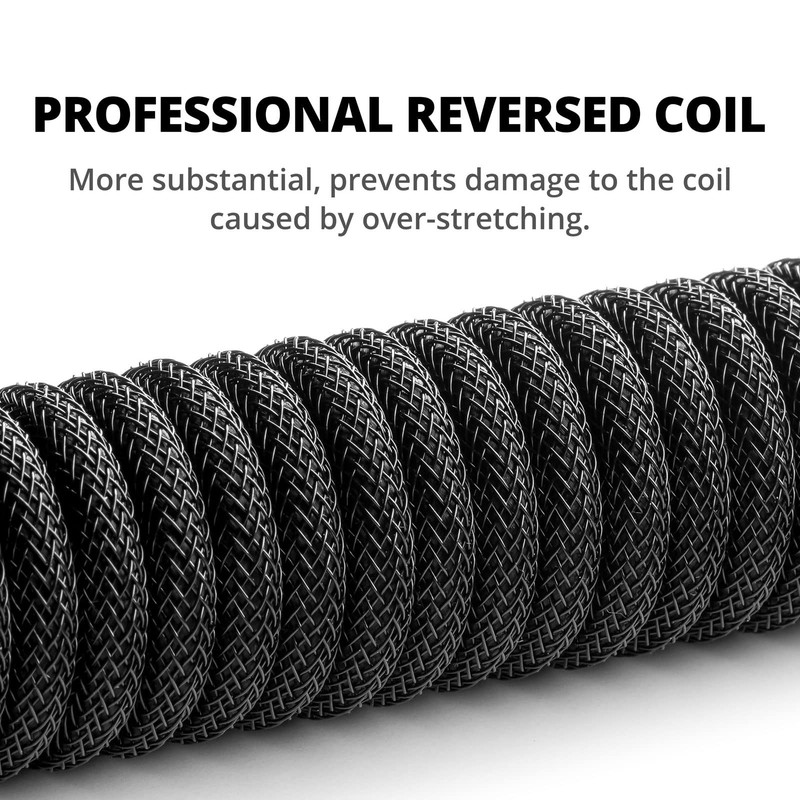 Pro Custom Coiled USB C Cable for Gaming Keyboard, Double-Sleeved Mechanical ... gallery