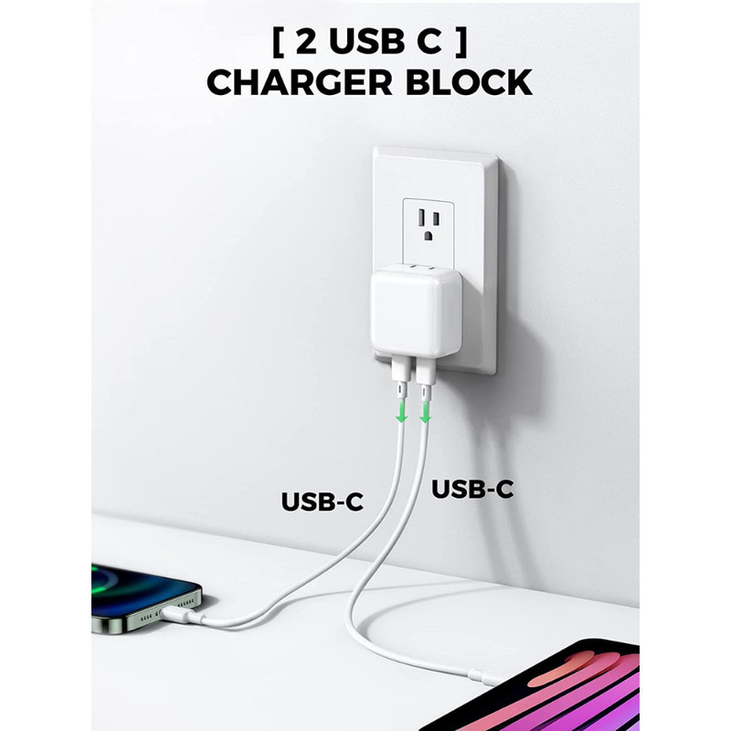For iPhone 14 13 12 11 XR X iPad 35W Dual USB-C Fast Power Adapter Type C Cable gallery