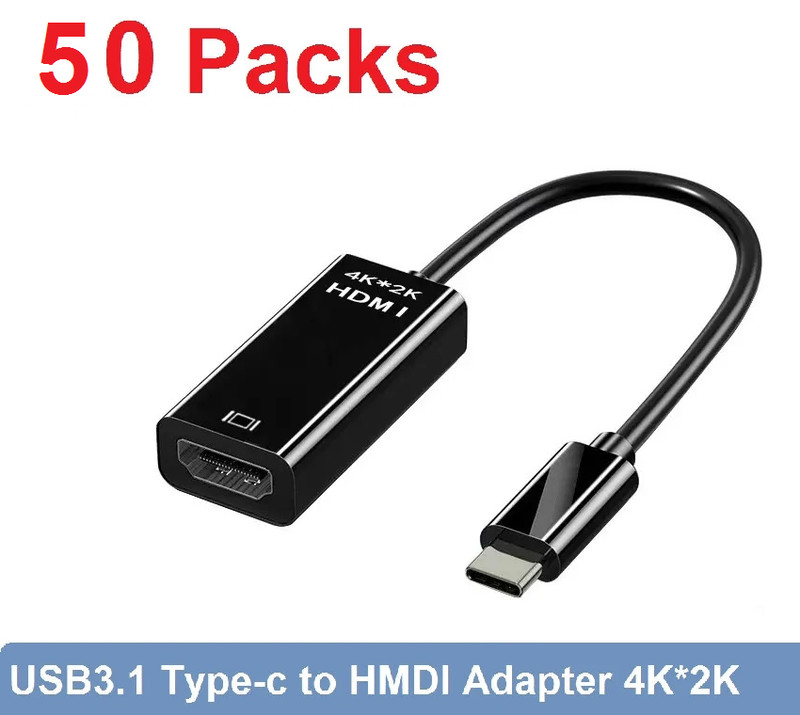 LOT 50 x 4inch/25CM USB 3.1 Type-C To HDMI Adapters Cables For Cellphone HDTV 4K