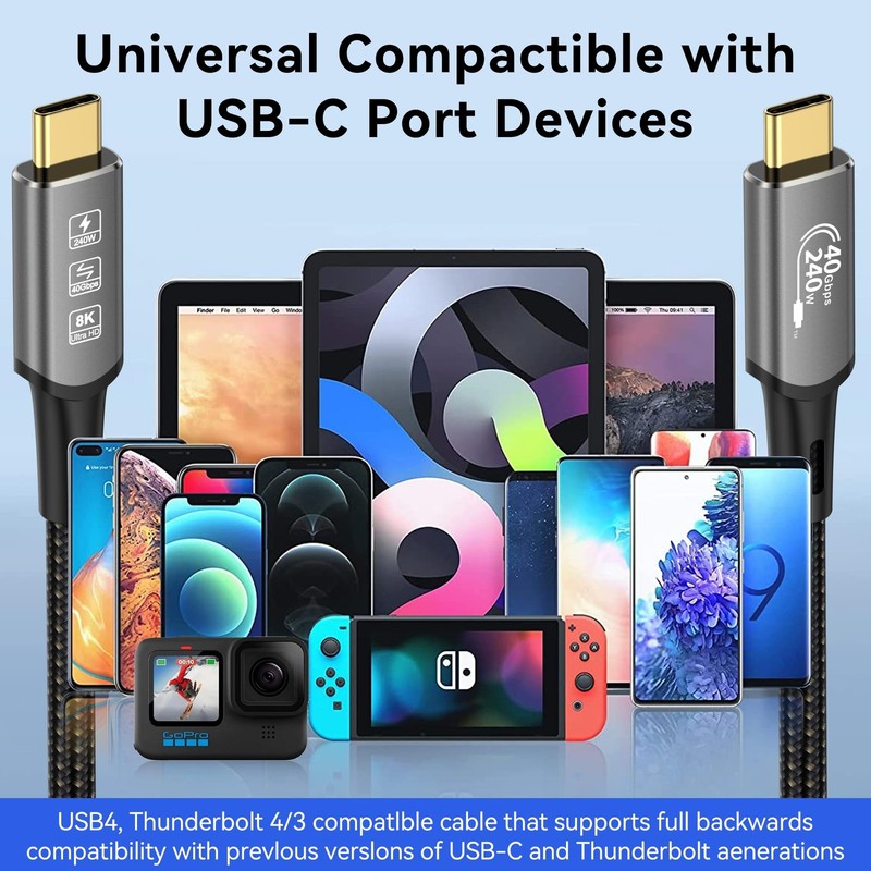 1 PC USB4 Cable With Thunderbolt 4 240W Charging 40Gbps Data 8K Video Cord gallery