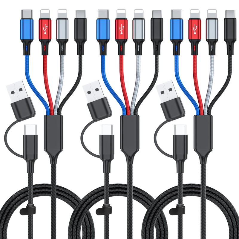6 in 1 Multi Charging Cable 3Pack-6FT Multi USB Cable 3A Multi Charger Cable …
