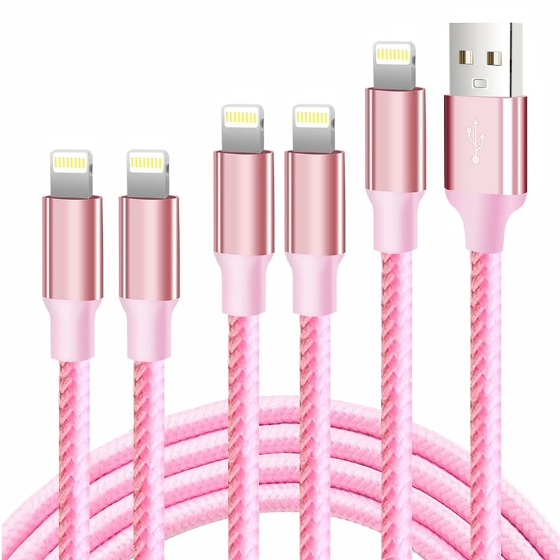 iPhone Charger, 5 Pack 3/3/6/6/10FT Apple MFi Certified USB Lightning Cable N…