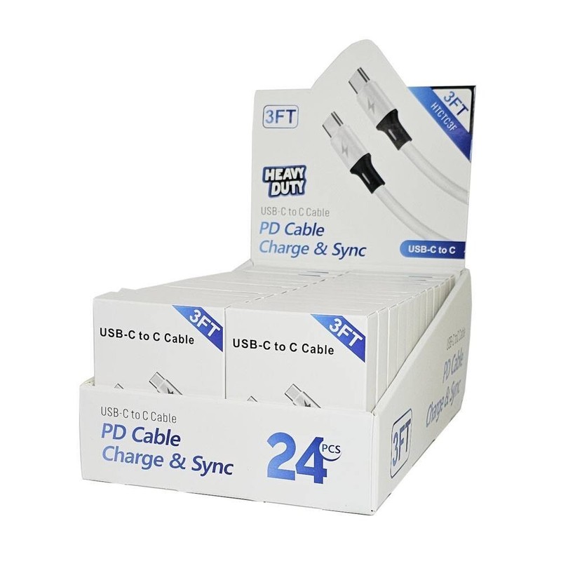 24Pcs Display Box of 3FT Charge Sync Cable for iPhone Type C Wholesale