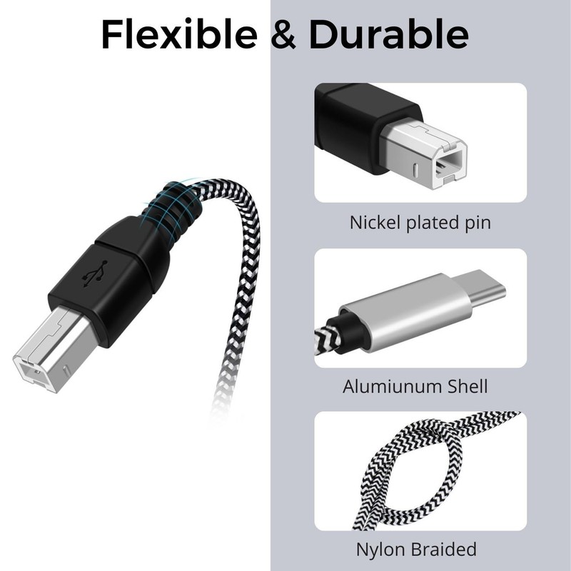 USB B to USB C Cable 3.3 Ft High-Speed Data Transfer Compatible With Printer ... gallery