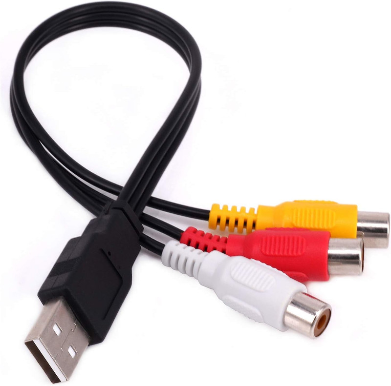 BERANMEY USB to 3RCA Cable, [2 Pack] 0.25M USB Male to 3 RCA Female Jack Splitte gallery