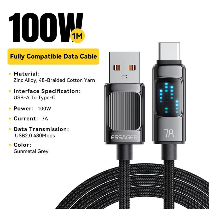 7A USB Type C Cable For iPhone 15 Pro Max 100W/88W Fast Charging USB C Cord Cabl