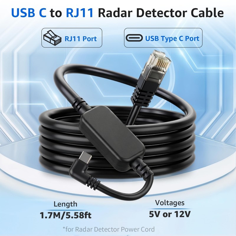 5.5ft USB-to RJ11 Power Cord Radar Detector Power Cord for Escort MAX360 Redl... gallery