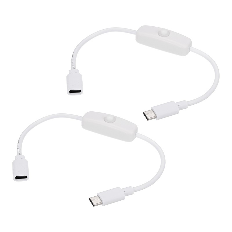 2Pcs USB Type C Switch Extension Cable, 22AWG Copper Core 3A Cord, White 0.9FT