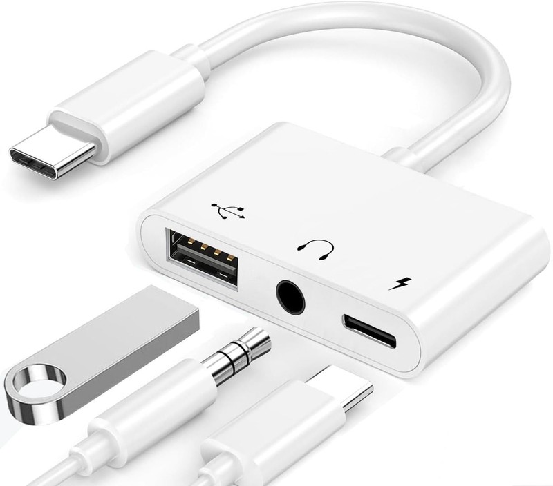JUEJUEZI USB C to Adapter Headphones 3.5mm, 3 in 1 USB-C Fast Charging…