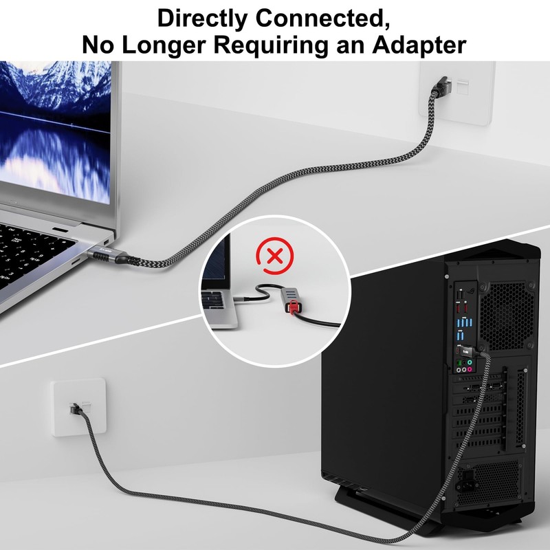 USB To Ethernet Cable 20 Ft 3.0 A To RJ45 Gigabit LAN Braided With 5 Ties gallery