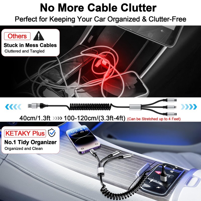 Coiled Multi Charging Cable 4FT [MFi Certified] 5 in 1 Coiled Charging Cable ... gallery