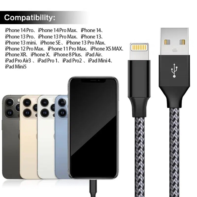 Braided USB Cable For iPhone 5 6 7 8 11 12 XR X Lot Fast Charger Charging Cord gallery