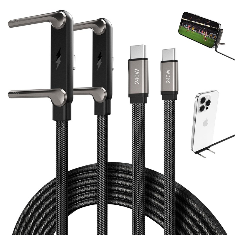 USB C Cable 5FT Invisible Holder USB to USB C Charging Cable Braided 240W Fas…