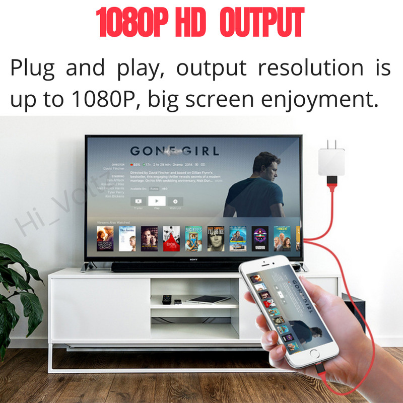 1080P Phone to HDMI TV AV Adapter Cable For iPhone 6 7 8 XS XR 11 12 13 Pro iPad gallery