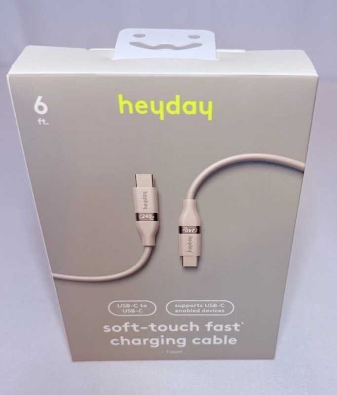 Heyday 6ft USB-C to USB-C Soft Touch Fast Charging Cable 240W PD NIB gallery