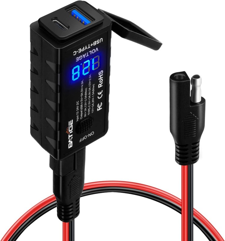 Motorcycle USB Charger SAE to USB Adapter Type C and Quick Charge USB 3.0 with V