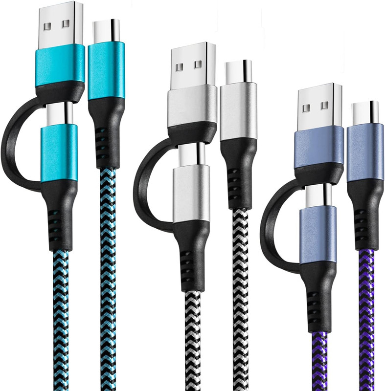 USB C to C Cable, 60W 3 Pack Fast Charging Cords 6Ft QC & PD 2-In-1 USB-A/C to T gallery