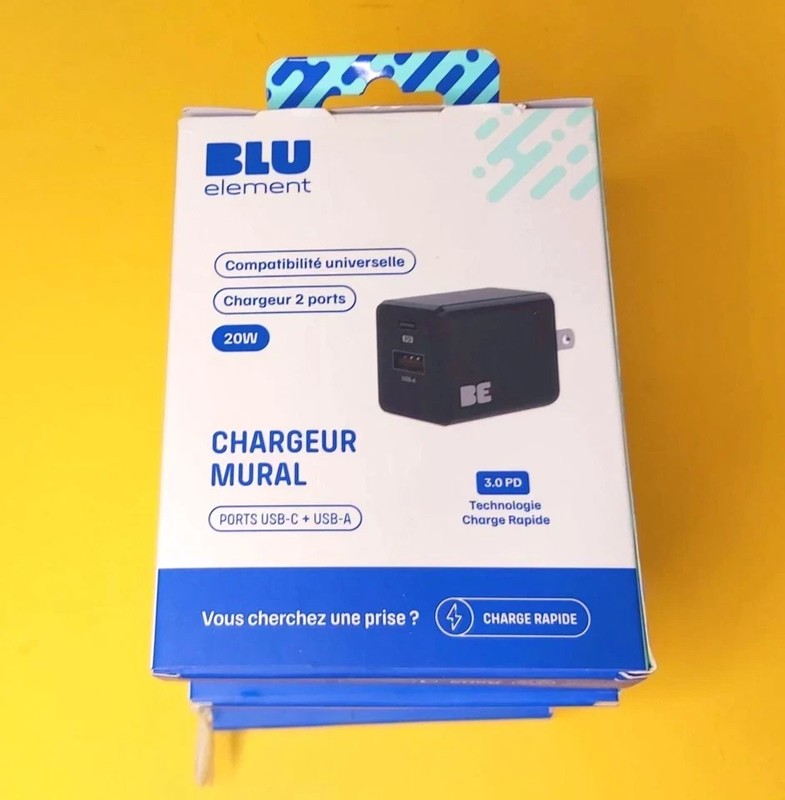 🔥STORE RETURNS🔥 LOT OF 4x WHITE & BLACK BLU ELEMENT WALL CHARGER USB-A USB-C gallery