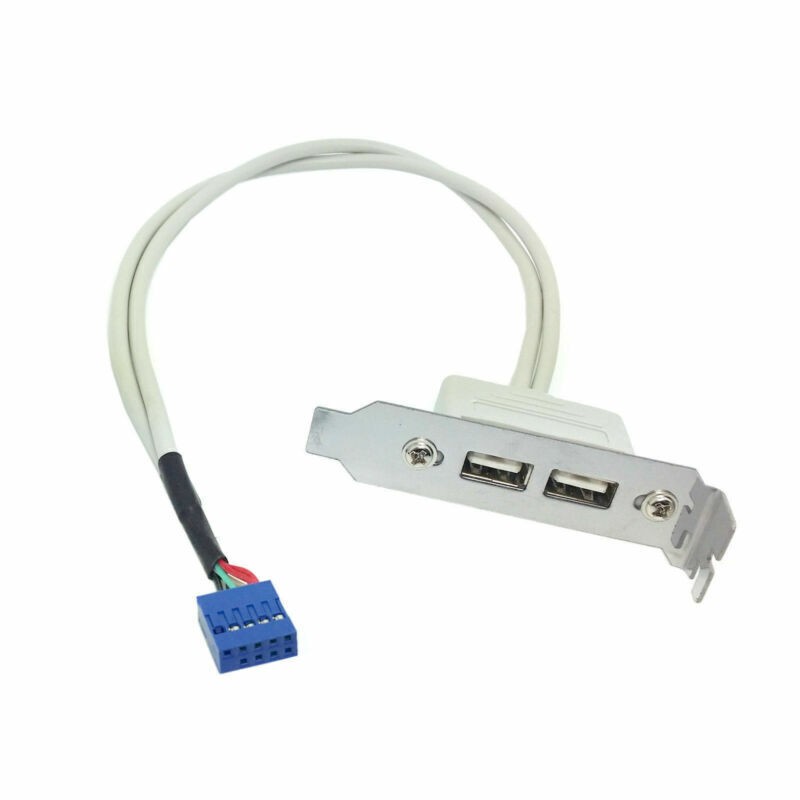 Low Profile 9.5mm Height USB 2.0 Female Back panel to Motherboard 9pin cable
