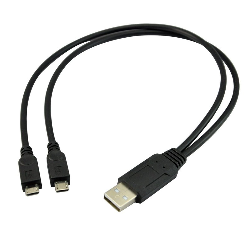 Dual Micro USB Splitter Charge Cable Power up Two Devices Single USB Port gallery