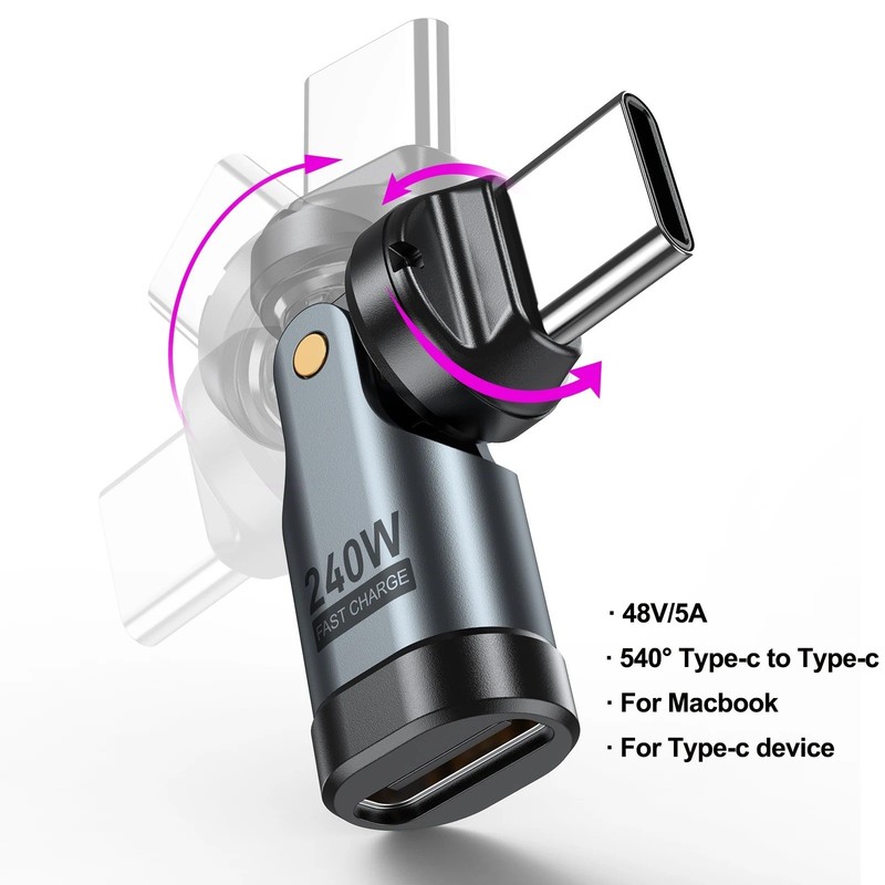 AUFU PD240W USB C to Type C OTG Adapter 540 Rotation 5A Fast Charge Cable gallery