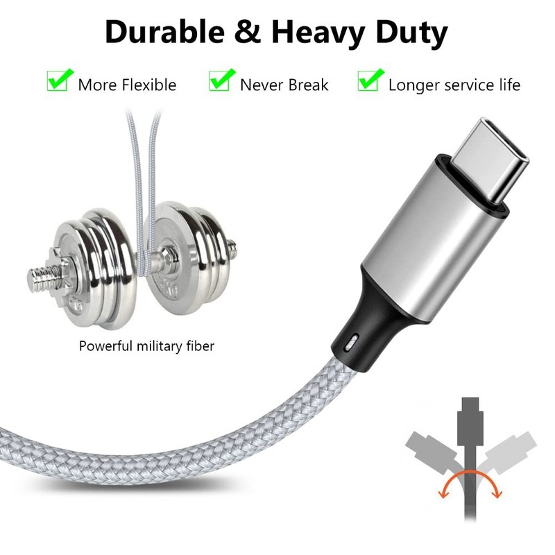 2 PCS 4FT 3 In 1 Multi Fast Charging Cable USBC Splitter 3 TypeC Port Silver gallery
