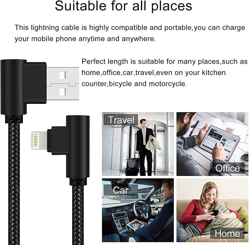 Iphone Charger 1Ft 90 Degree 2 Pack Mfi Certified Elbow Short Lightning Cable gallery