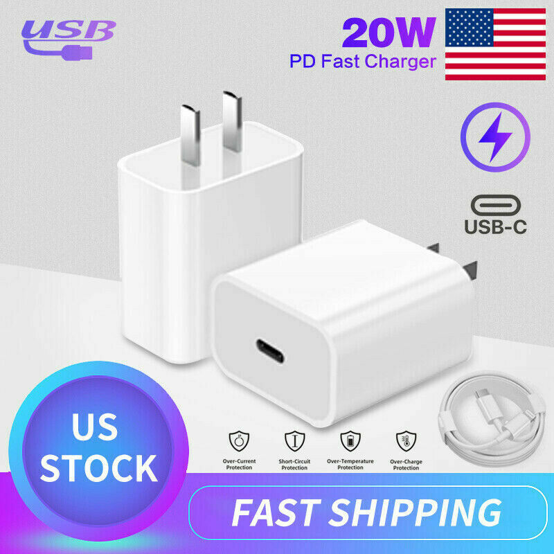20W PD Type C USB-C Fast Charger For iPhone 13/14/12 Power Adapter and 3FT Cable