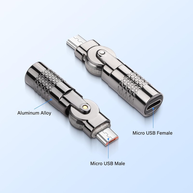 2 Pack Micro USB Adapter Micro 5Pin Female to Male Connector 180 Degree Rotat... gallery
