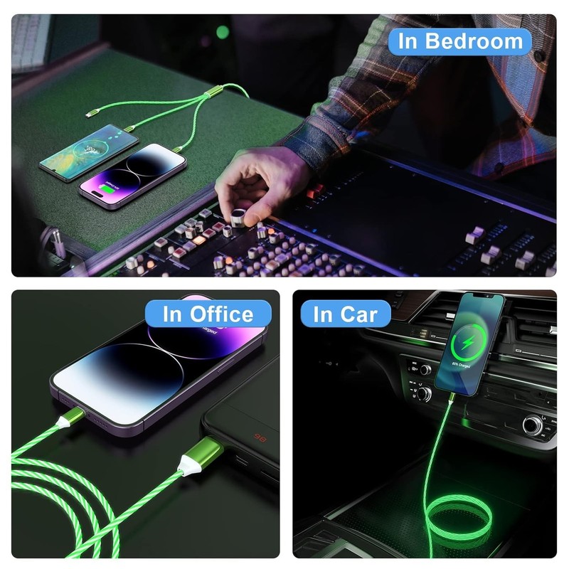 3-in-1 Multi USB Universal Flowing LED Light Up Phone Charge Cable， gallery