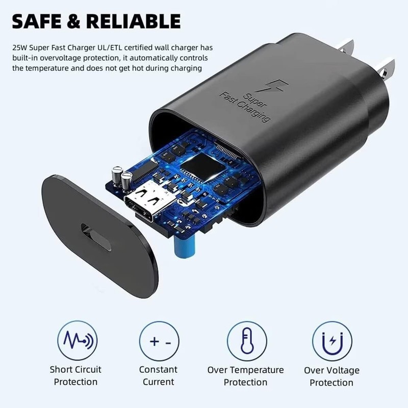 25w Type USB-C Super Fast Wall Charger+6FT Cable For Samsung Galaxy S20 S21 5G gallery