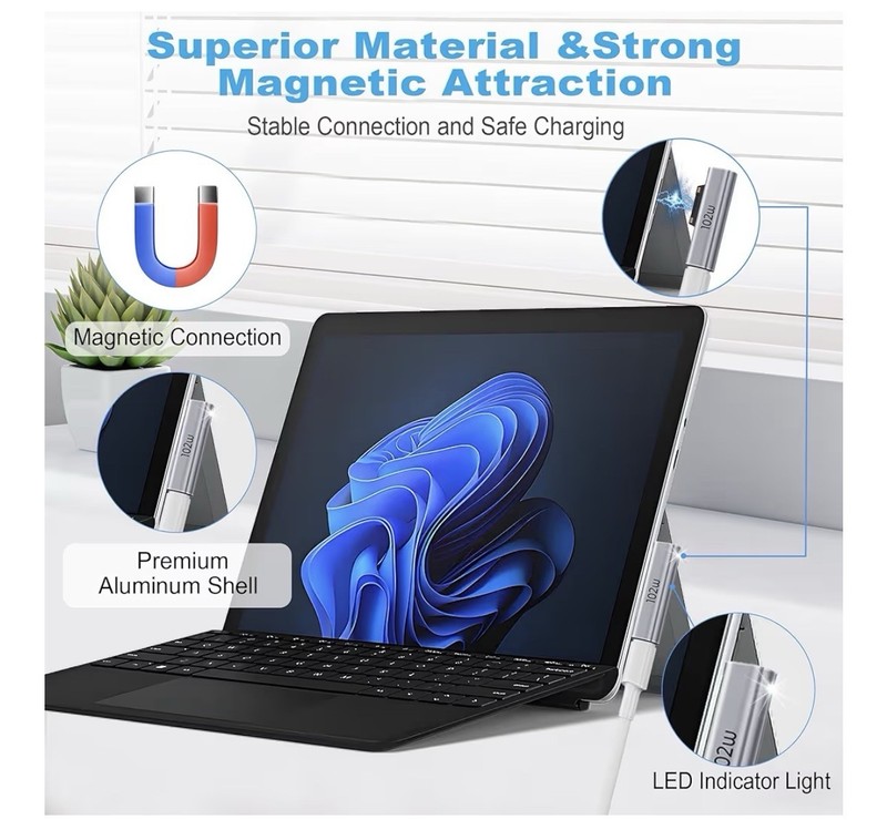 Surface Connector USB C Charging Adapter 1Pack 15V 102W Magnetic Type C~Surface gallery