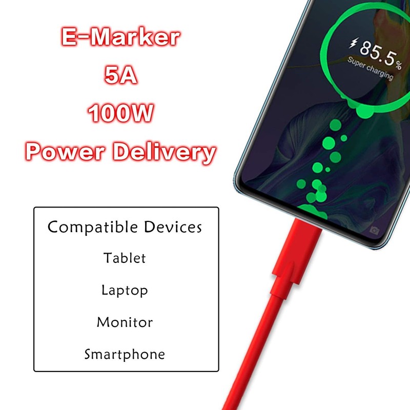 1 PC USB C To USB C 2.0 Cable 100W PD Fast Charging 480Mbps Data Cord Red 6.6FT gallery