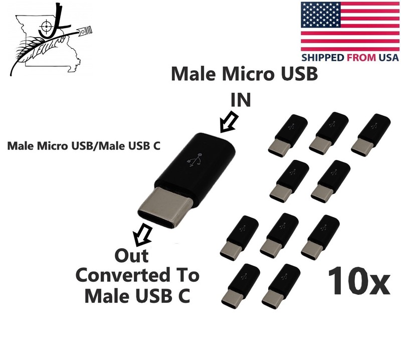 10x Mirco USB Female Adapter To USB C Male Data Transfer and Charging