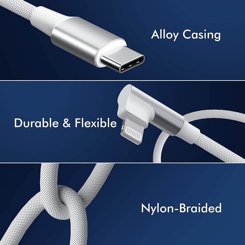 iPhone USB C to Lightning Cable,【2Pack 6FT MFi Certified】Right 6 feet, white gallery