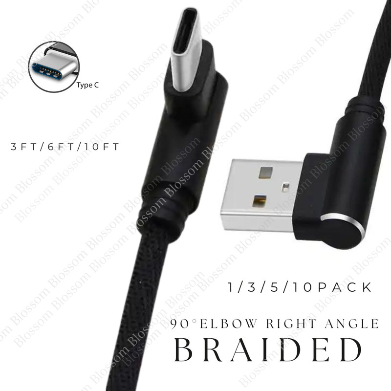 90 Degree Right Angle USB-C to A Cable Charger Type C For Samsung iPhone 15 Lot gallery