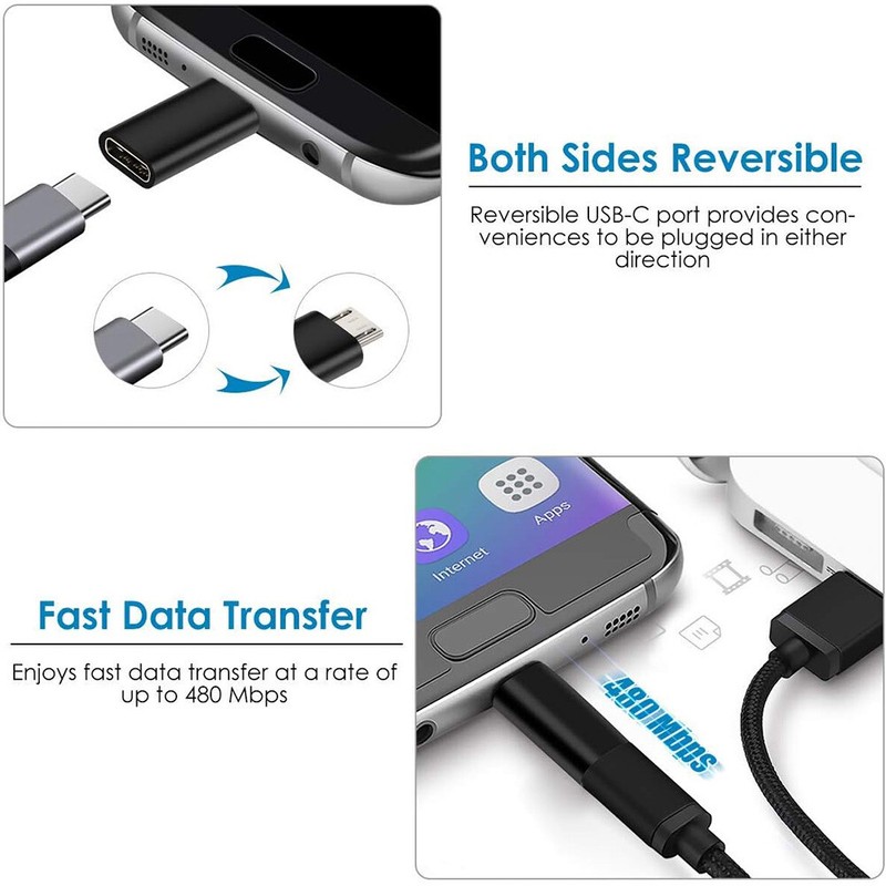 4pack Micro USB Male to Type C Female Charging Adapter Converter Connector USB-C gallery