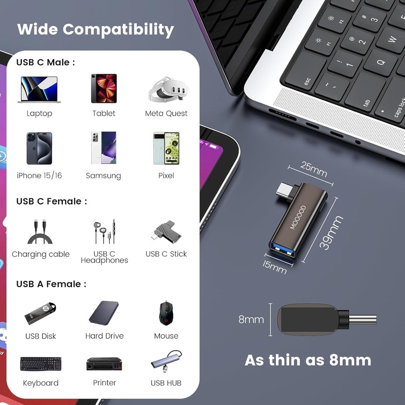 USB C OTG Splitter with Aluminum Enclosure and High-Speed Data Transfer gallery