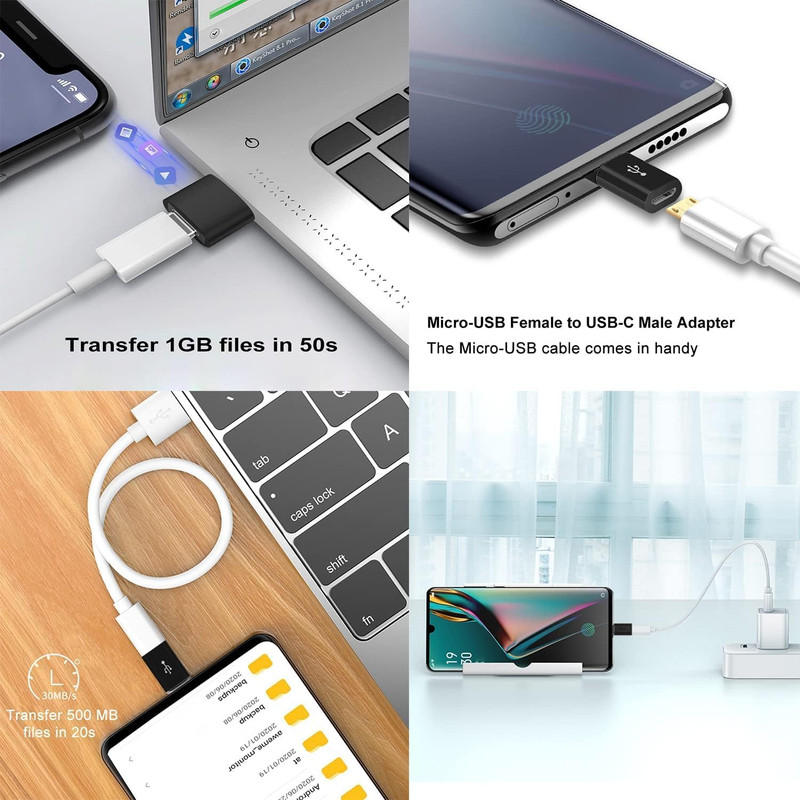 4-Pack USB3.0 Type C Female to USB Male Adapter OTG Micro USB to C Converter LOT gallery