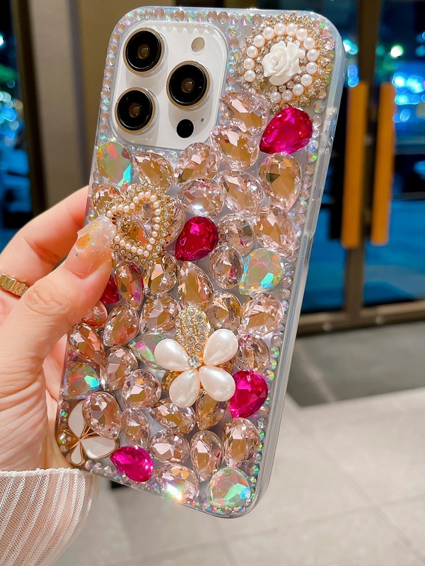 Crystal Rhinestone TPU Phone Case – Shockproof Cover for iPhone 15–16 Pro gallery