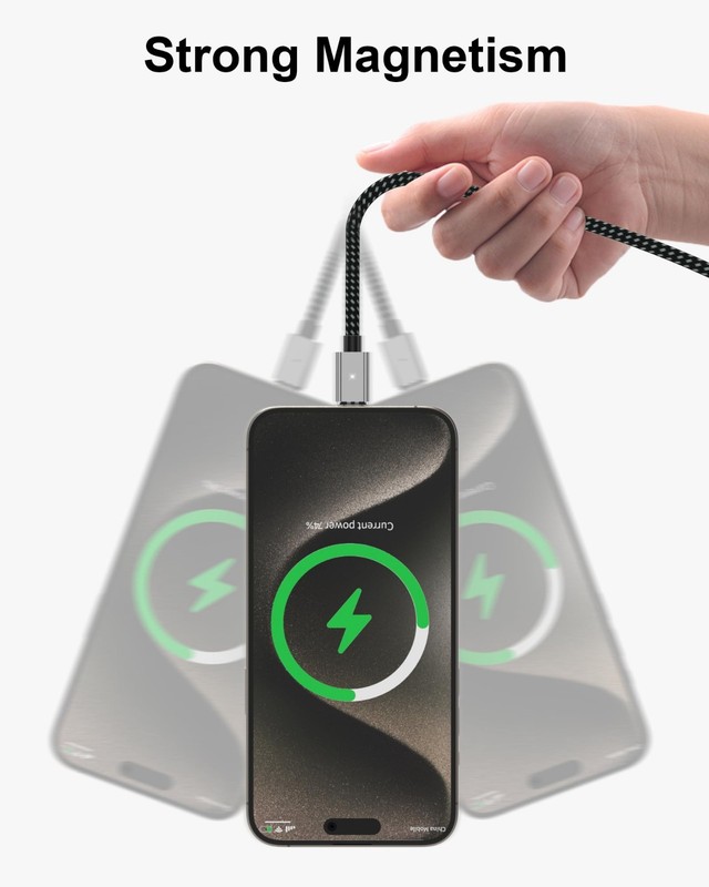 100W USB C Magnetic Charging Cable - 3 Pack (5/6.6FT) Fast Charge & Data Transfe gallery