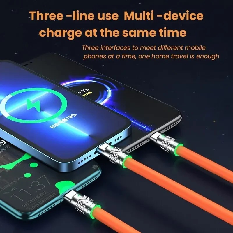 3 in 1 Fast Charging Cable Cell Phone Charger Cord For iPhone Type C Micro USB gallery