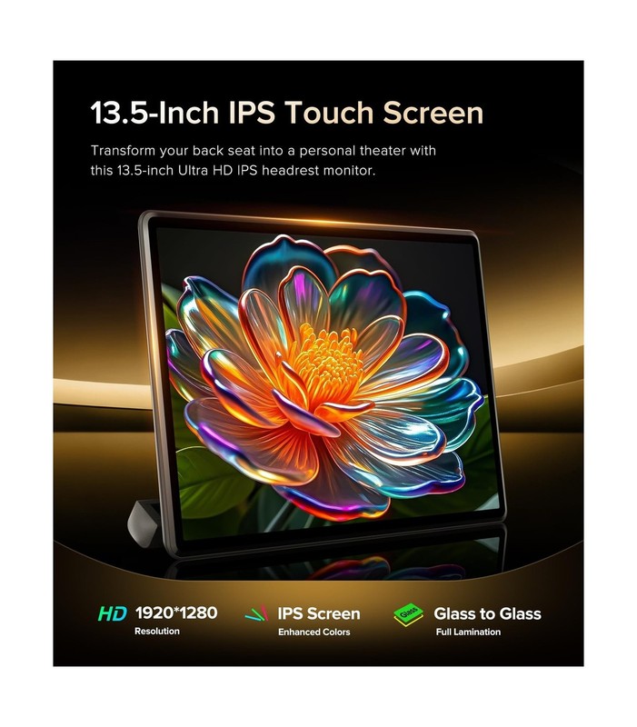 13.5" Android Car TV Headrest Monitor for Back Seat with 4G RAM+64G ROM, Wire... gallery