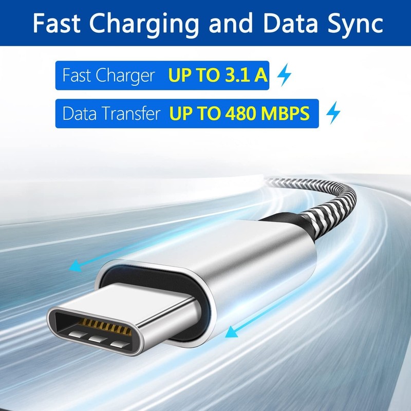 Braided USB C Type-C Fast Charging Data SYNC Charger Cable Cord 3/6/10FT LONG US gallery